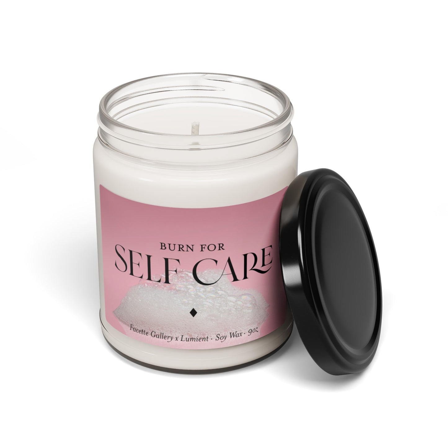 Self Care Day Candle in Glass - 'Burn For' Self Care - Relaxation/Healthy Lifestyle - Gift for Her - Pink Bubble Bath Label - Soy - 9oz