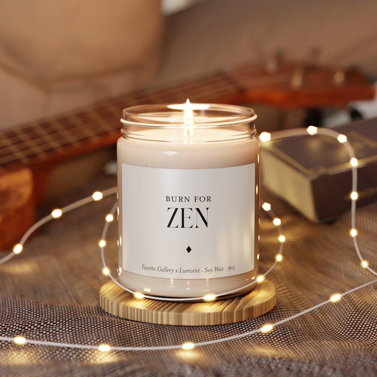 Zen Candle in Glass - New Home - Relax - Contemporary/Modern/Minimalist/Serene Home/Table Decor - Gift for Her - White/Black - Soy - 9oz