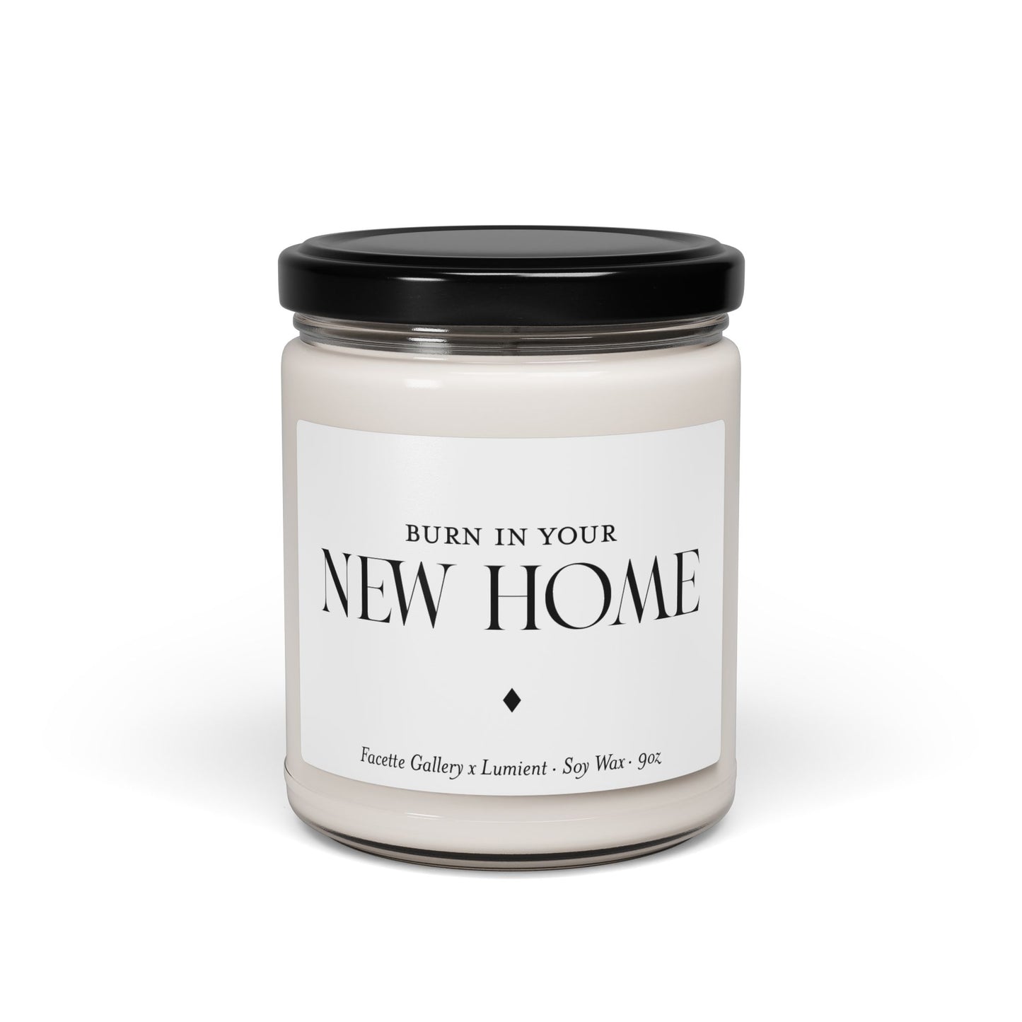 New Home Candle in Glass - Contemporary/Modern/Minimalist/Serene Home/Table Decor - White/Black - Soy - 9oz