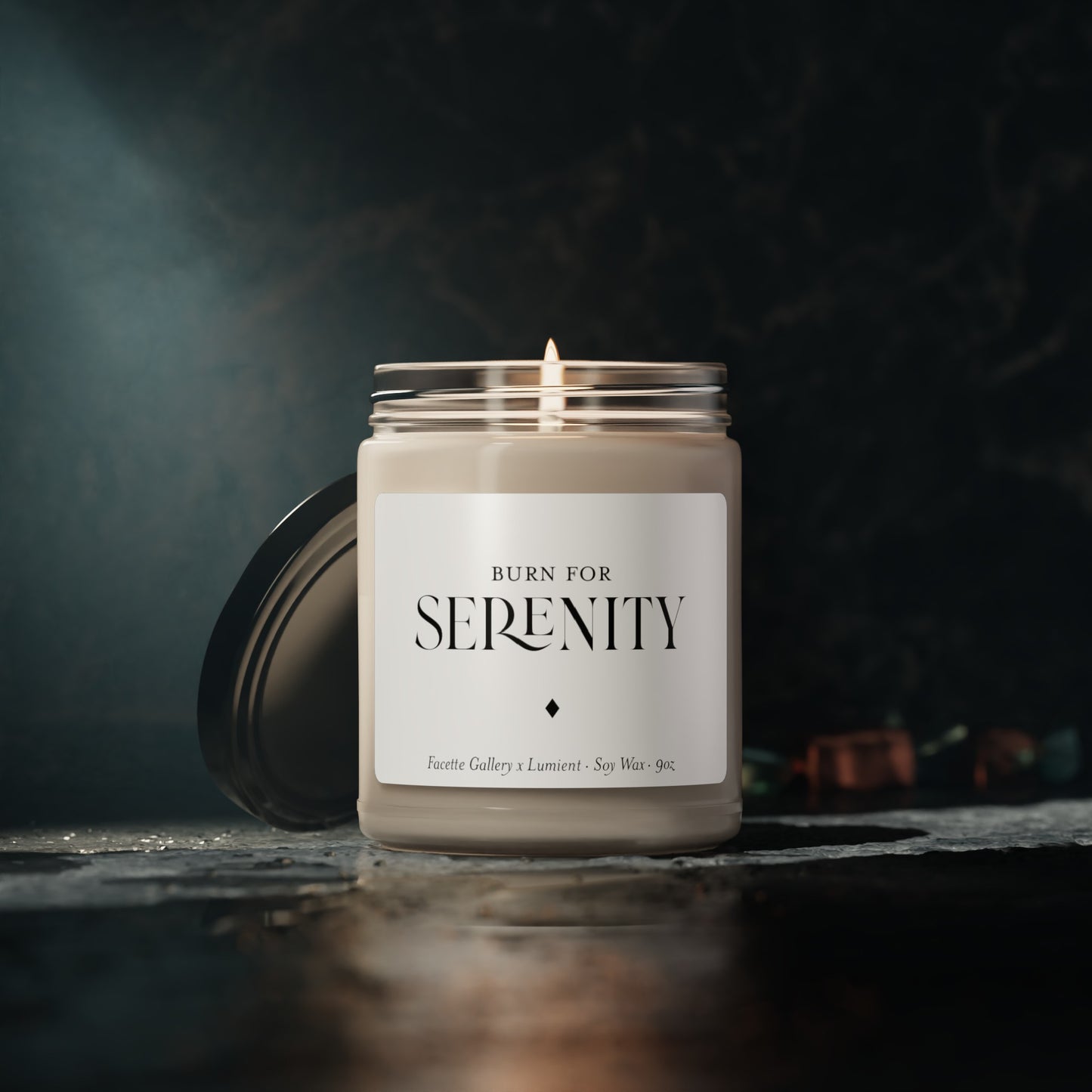 Serenity Candle in Glass - New Home - Contemporary/Modern/Minimalist/Serene Home/Table Decor - Gift for Host/Her - White/Black - Soy - 9oz