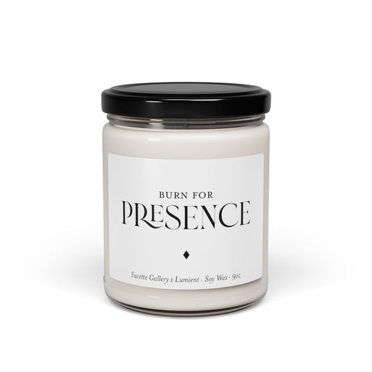 Presence Candle in Glass - Meditation/Relax - Contemporary/Modern/Minimalist/Serene Home/Table Decor - Host Gift - White/Black - Soy - 9oz