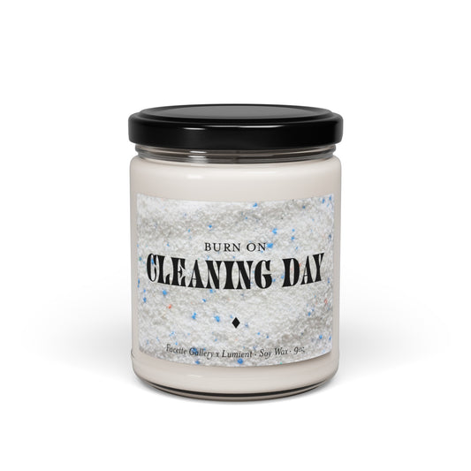 Cleaning Day Candle in Glass - 'Burn On' Cleaning Day - Laundry Room/Home Decor - Host/Housewarming Gift - Detergent Label - Soy - 9oz