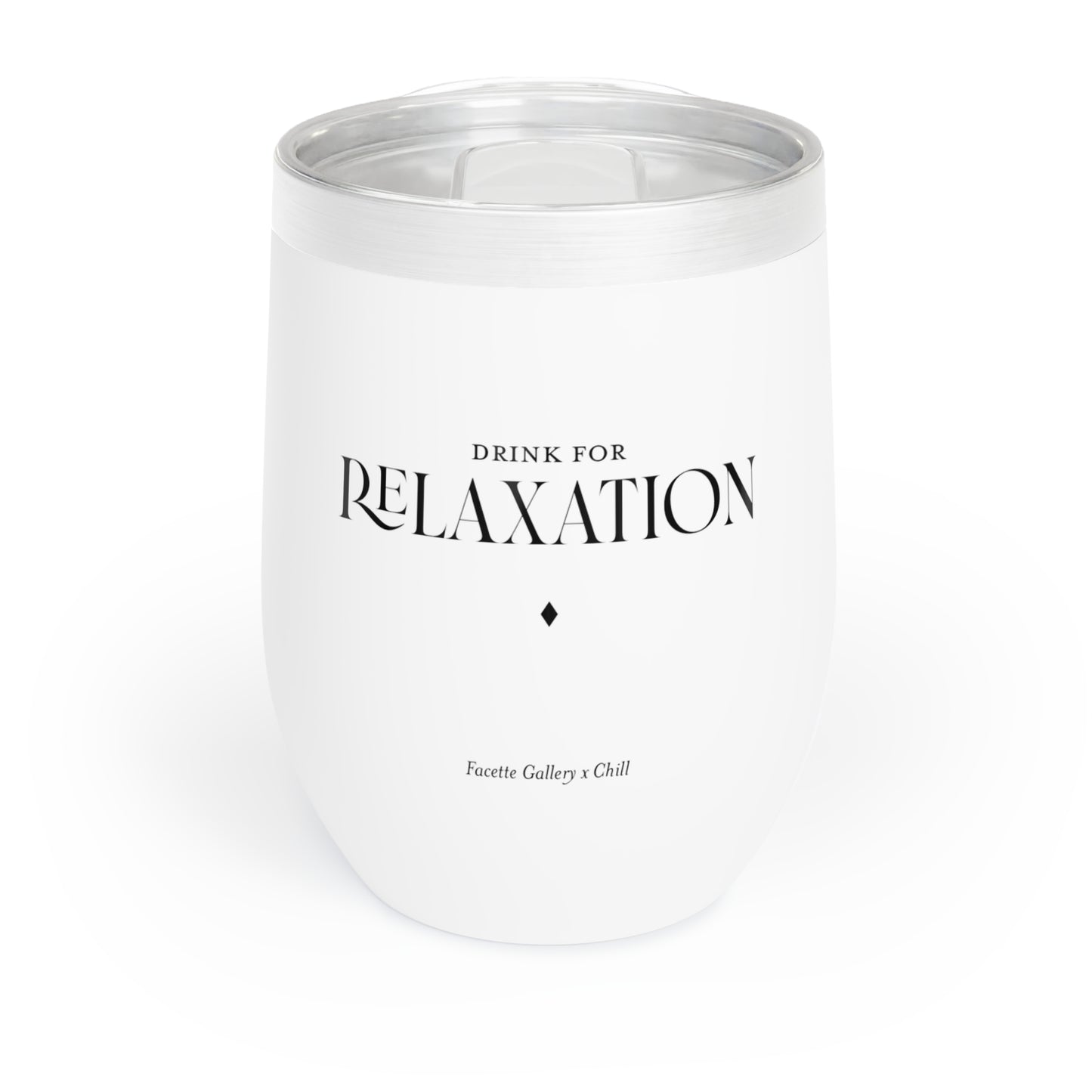 Relaxation Stemless Wine Tumbler/Glass - Minimalist - Host/Wine Lover Gift - Gift for Her - White/Black - BPA Free - Dishwasher Safe -12oz