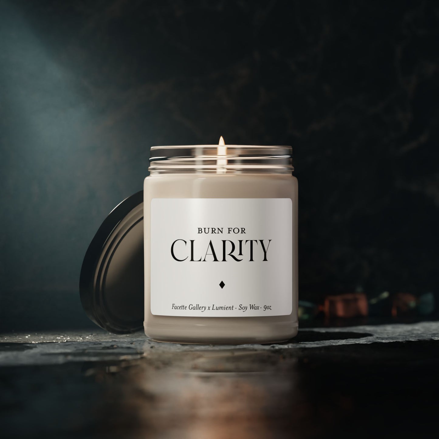 Clarity Candle in Glass - Contemporary/Modern/Minimalist/Serene Home/Table Decor - White/Black - Soy - 9oz