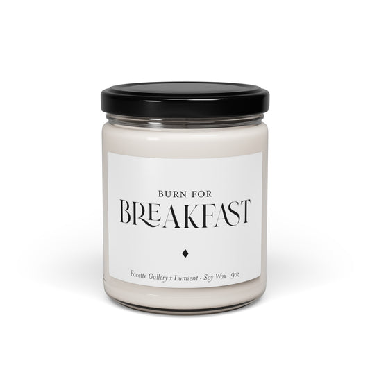 Breakfast Candle in Glass - 'Burn For' Breakfast - Contemporary/Modern/Minimalist Table - Chef Gift - White/Black - Soy - 9oz (Unscented)