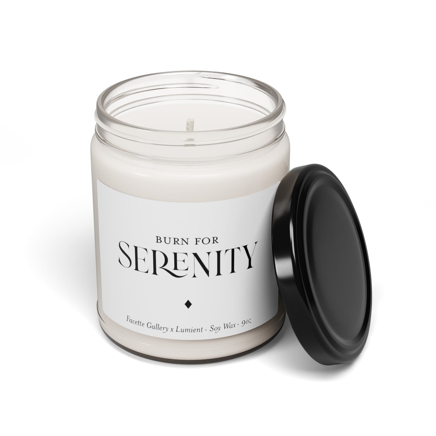 Serenity Candle in Glass - New Home - Contemporary/Modern/Minimalist/Serene Home/Table Decor - Gift for Host/Her - White/Black - Soy - 9oz