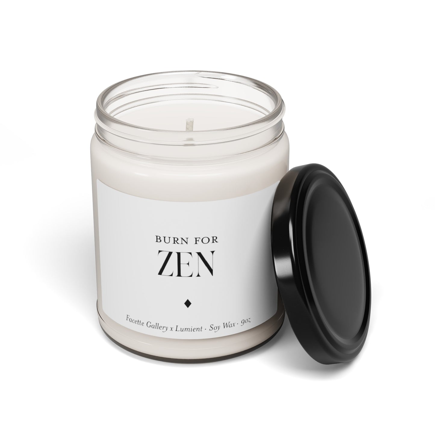 Zen Candle in Glass - New Home - Relax - Contemporary/Modern/Minimalist/Serene Home/Table Decor - Gift for Her - White/Black - Soy - 9oz