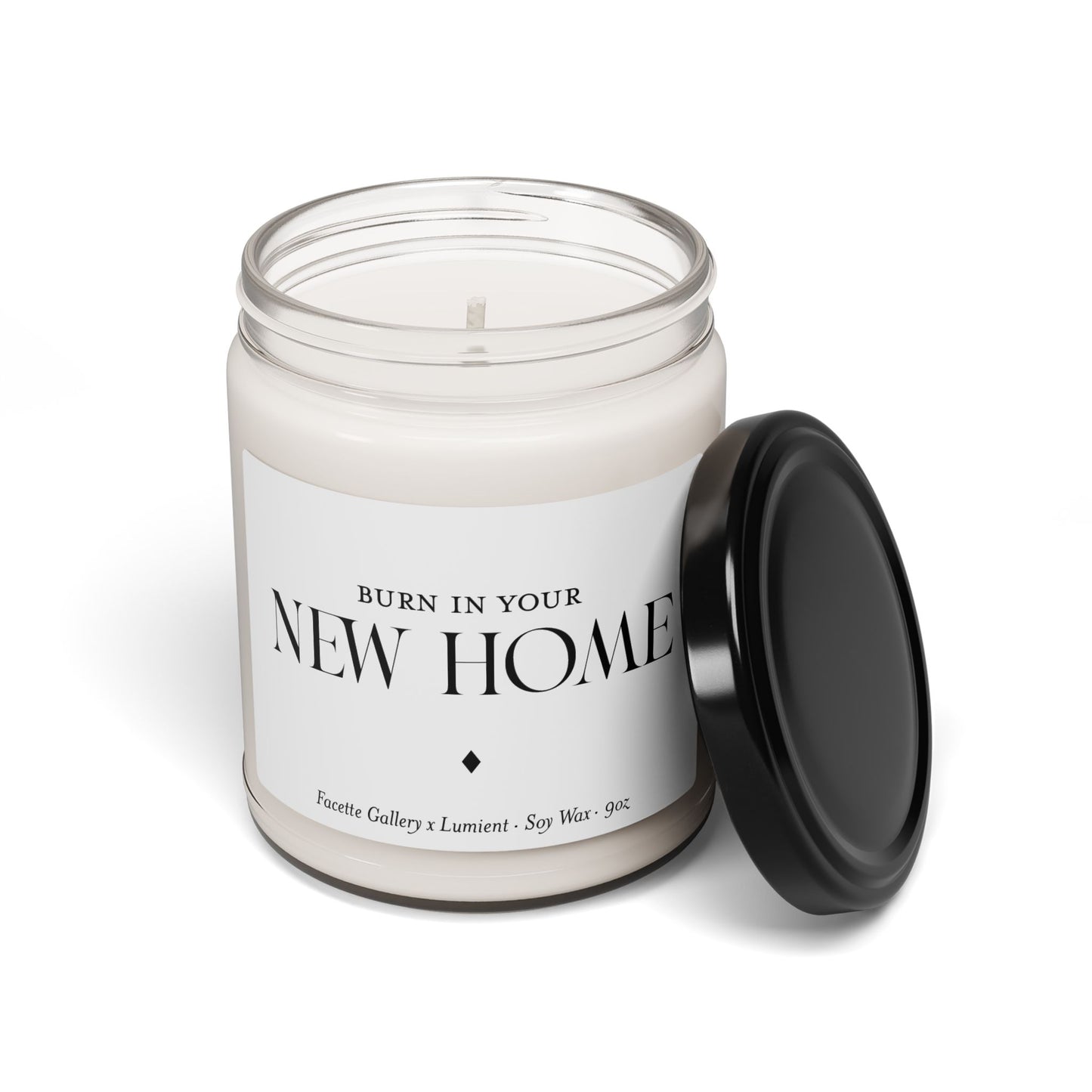 New Home Candle in Glass - Contemporary/Modern/Minimalist/Serene Home/Table Decor - White/Black - Soy - 9oz