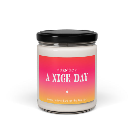 Nice Day Candle in Glass - 'Burn For' A Nice Day - Unique Artistic Gift - Minimalist - Home Decor - Gift for Her - Pink/Yellow - Soy - 9oz