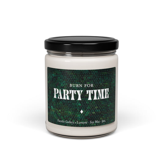 Party Time Candle in Glass - 'Burn For' Party Time - Host Gift - Celebration/Special Event - Gift for Her - Green Sequin Label - Soy - 9oz