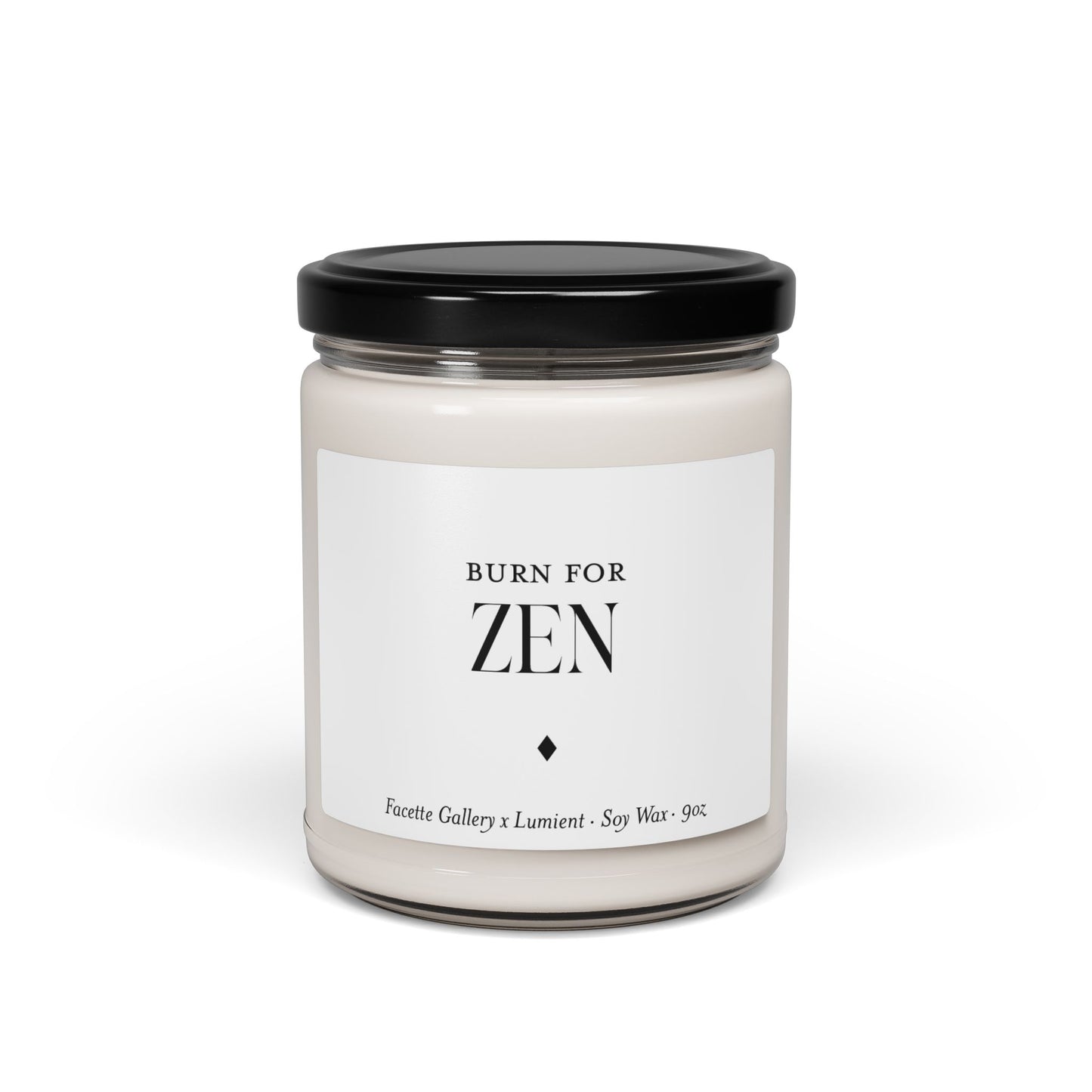 Zen Candle in Glass - Contemporary/Modern/Minimalist/Serene Home/Table Decor - White/Black - Soy - 9oz