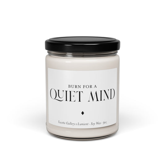 Quiet Mind Candle in Glass - Meditation - Contemporary/Modern/Minimalist/Serene Home/Table Decor - Gift for Her - White/Black - Soy - 9oz