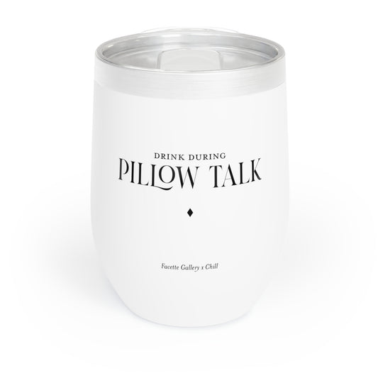 Pillow Talk Stemless Wine Tumbler/Glass - Minimalist - Host/Wine Lover Gift - Gift for Her - White/Black - BPA Free - Dishwasher Safe -12oz