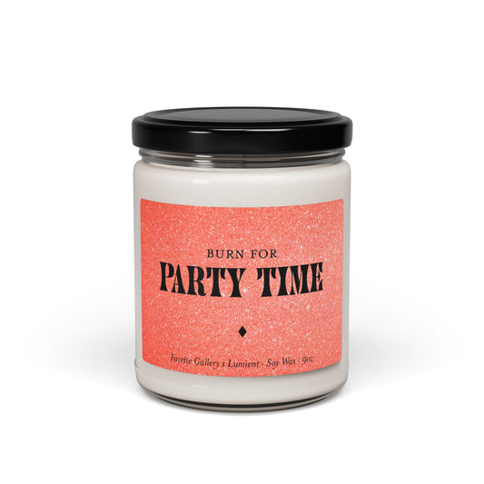 Party Time Candle in Glass - 'Burn For' Party Time - Host Gift - Celebration/Special Event - Gift for Her - Orange Glitter Label - Soy - 9oz