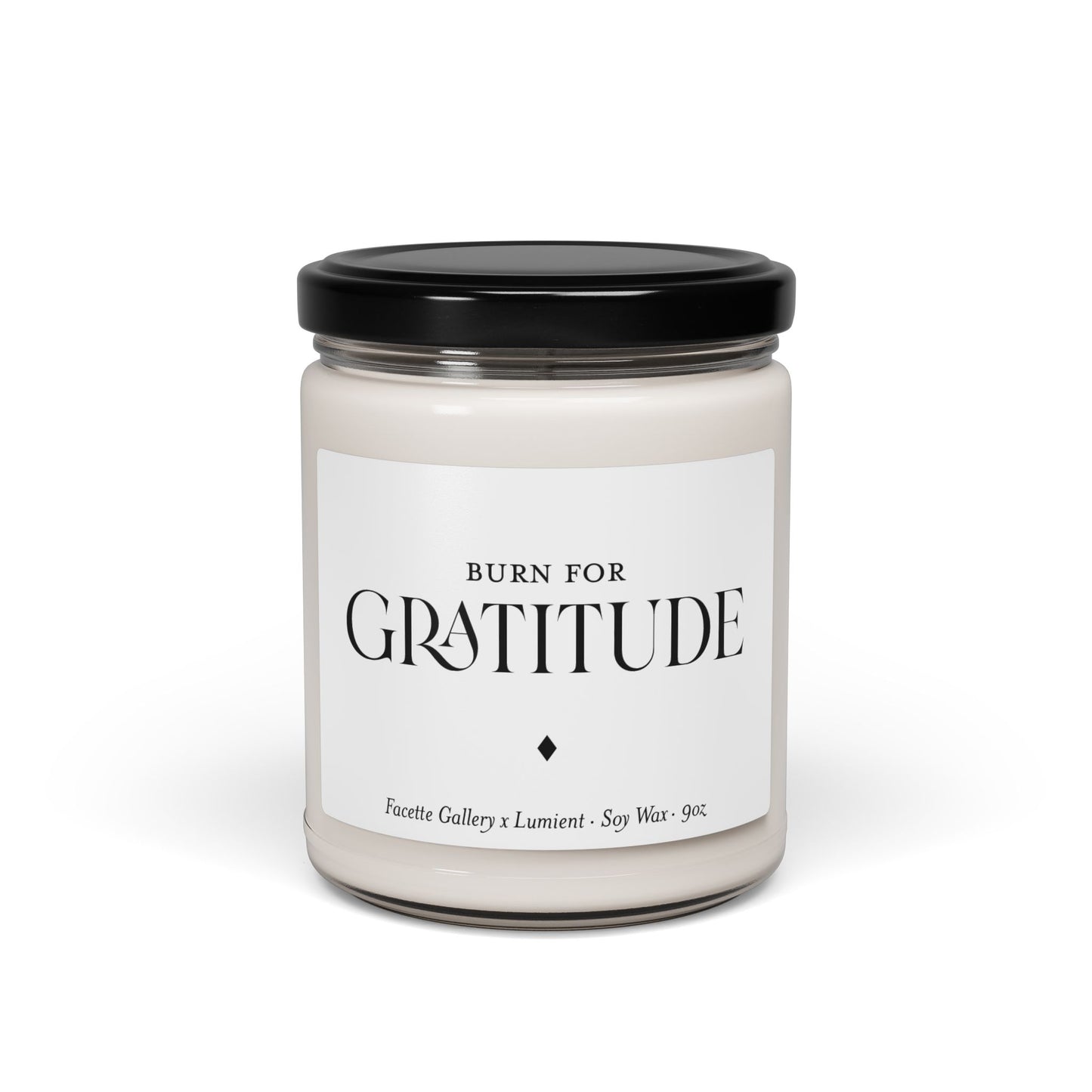 Gratitude Candle in Glass - Contemporary/Modern/Minimalist/Serene Home/Table Decor - White/Black - Soy - 9oz