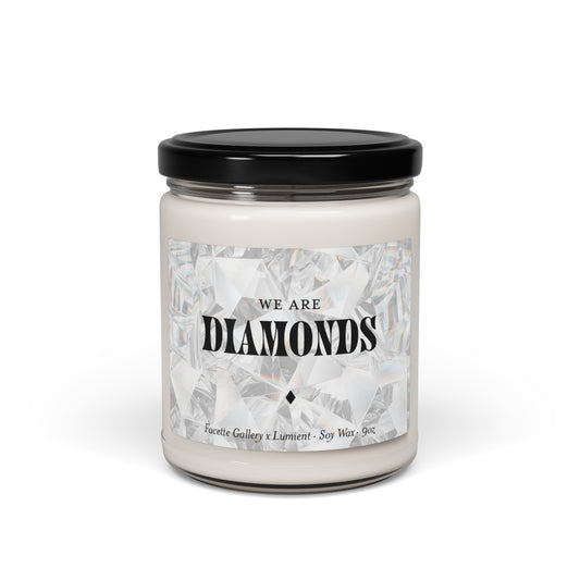 We Are Diamonds Candle in Glass - 'We Are' Diamonds (Background) -Contemporary/Modern Living/Home - Gift for Her - Gray/Black - Soy - 9oz