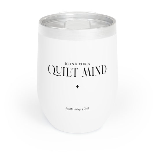 Quiet Mind Stemless Wine Tumbler/Glass - Minimalist - Host/Wine Lover Gift - Gift for Her - White/Black - BPA Free - Dishwasher Safe -12oz