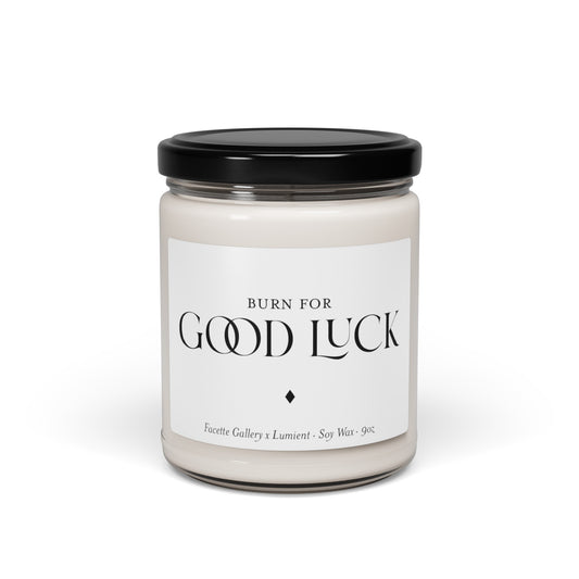 Good Luck Candle in Glass - New Home - Contemporary/Modern/Minimalist/Serene Home/Table Decor - Gift for Her - White/Black - Soy - 9oz