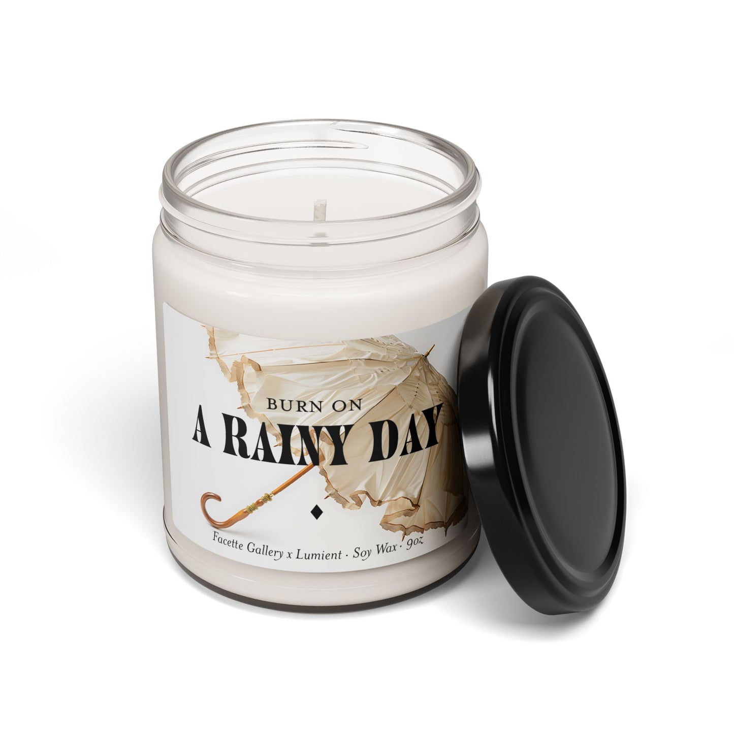 'Burn On' A Rainy Day Candle in Glass - Relaxation/Lifestyle - Gift for Her - Antique/Vintage Parasol - Soy - 9oz