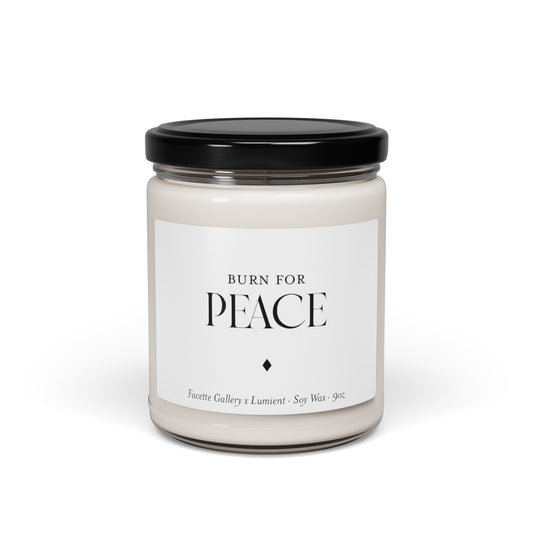 Peace Candle in Glass - New Home - Relaxation - Contemporary/Modern/Minimalist/Serene Home/Table Decor - Host Gift - White/Black - Soy - 9oz