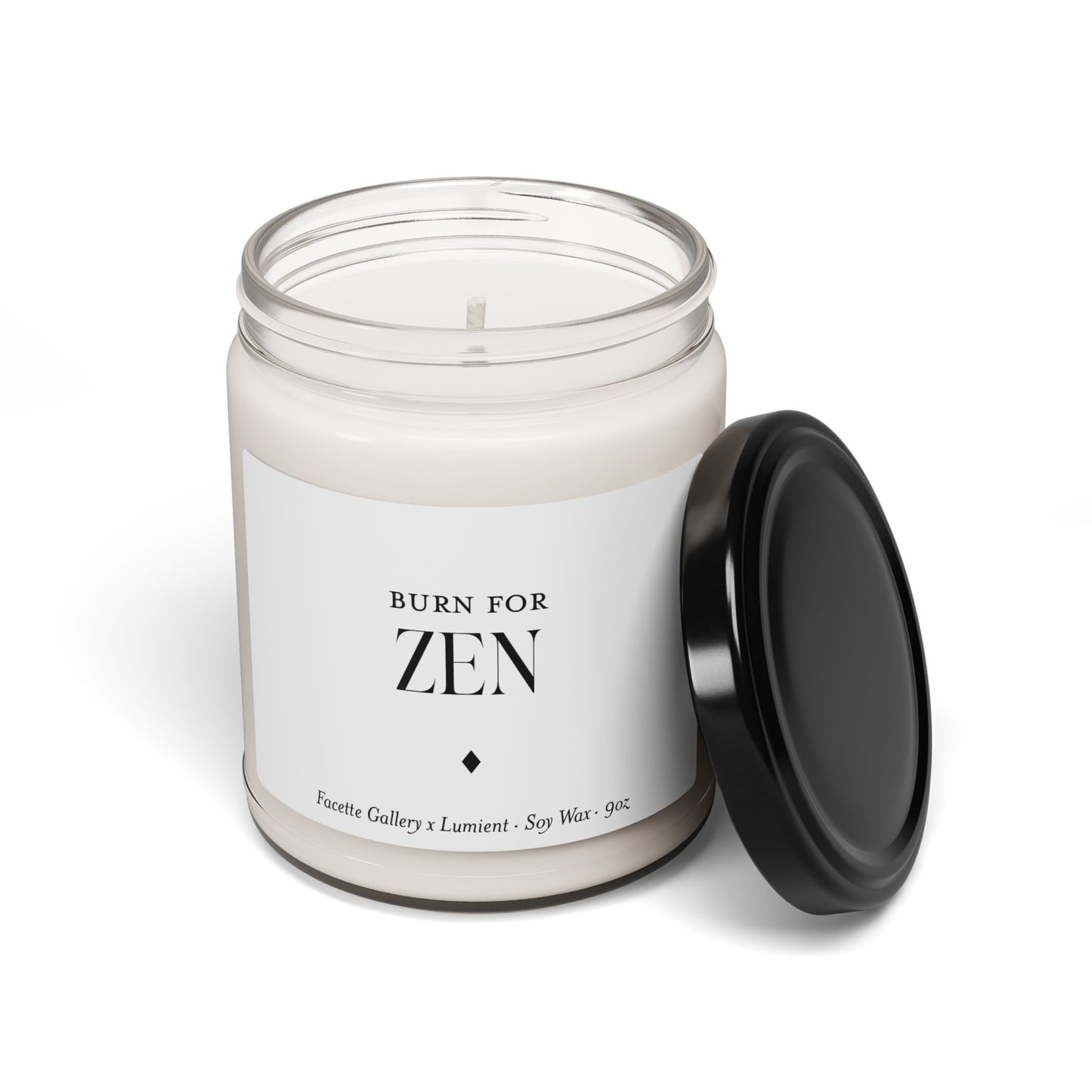 Zen Candle in Glass - Contemporary/Modern/Minimalist/Serene Home/Table Decor - White/Black - Soy - 9oz