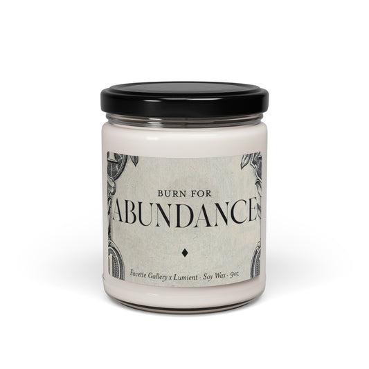 Abundance/Money Candle in Glass - 'Burn For' Abundance (No.2) - Contemporary/Modern Table/Home Decor - Green Currency Label - Soy - 9oz