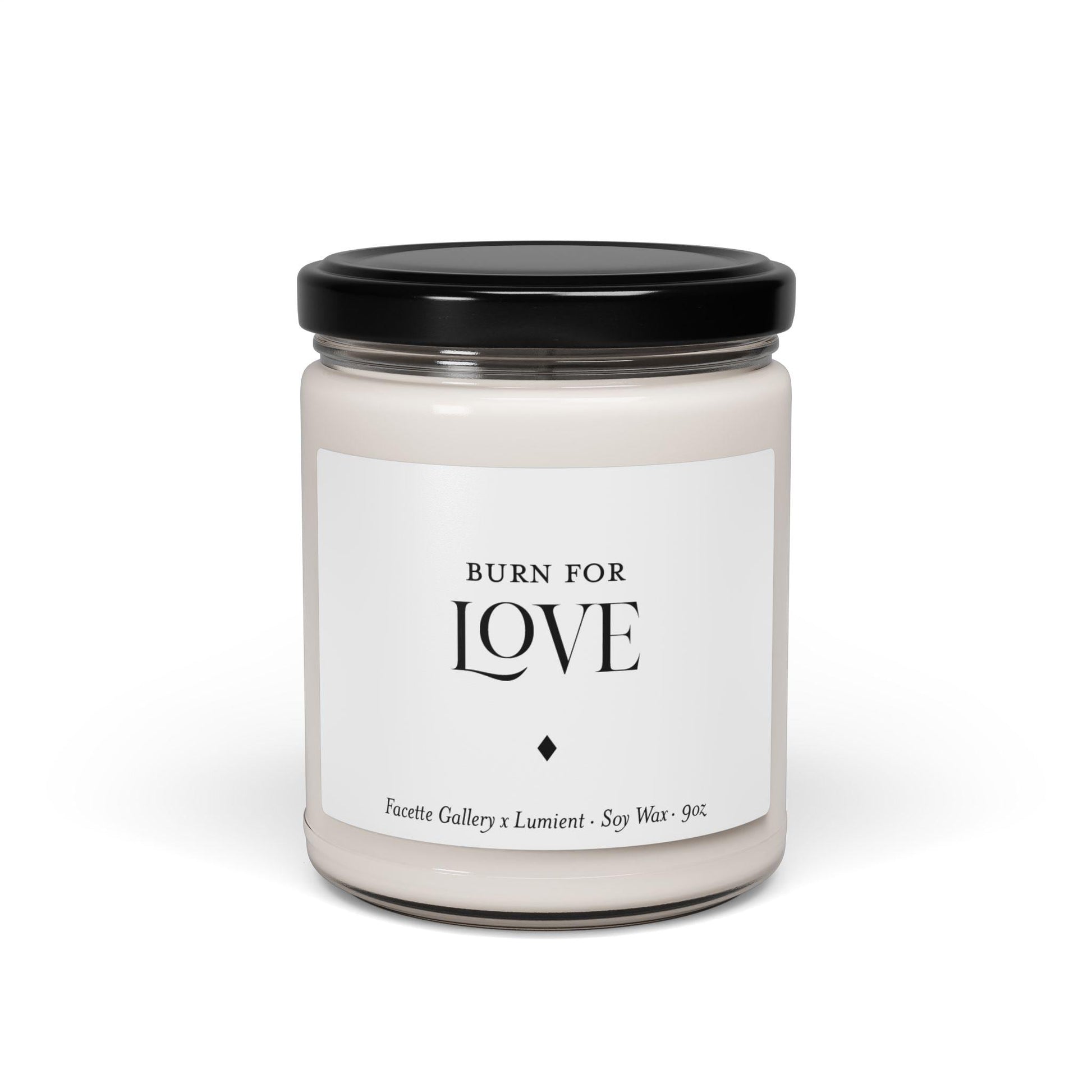 Valentines Day Candle in Glass - 8 Fragrances + Unscented - Gift for Her/Him - Minimalist Home - Hand Poured Soy Wax - 'Burn for Love' - 9oz